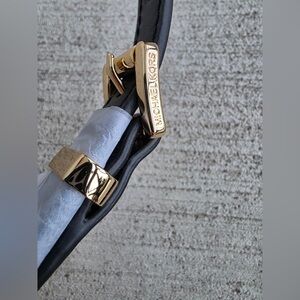Michael Kors Black Leather Gold Chain Shoulder Strap 19” New